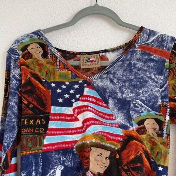 Texas Jackpot y2k graphic crop tee 3/4 sleeve - Picture 3 of 11